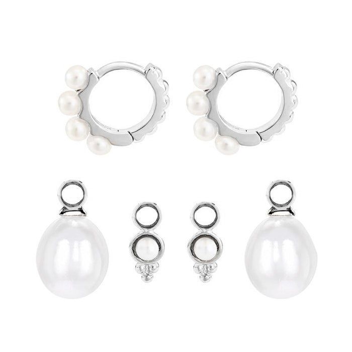 Timeless Pearl Hoops Set