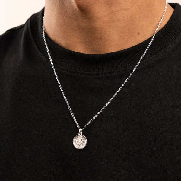 Men's Engravable Sixpence Story Necklace