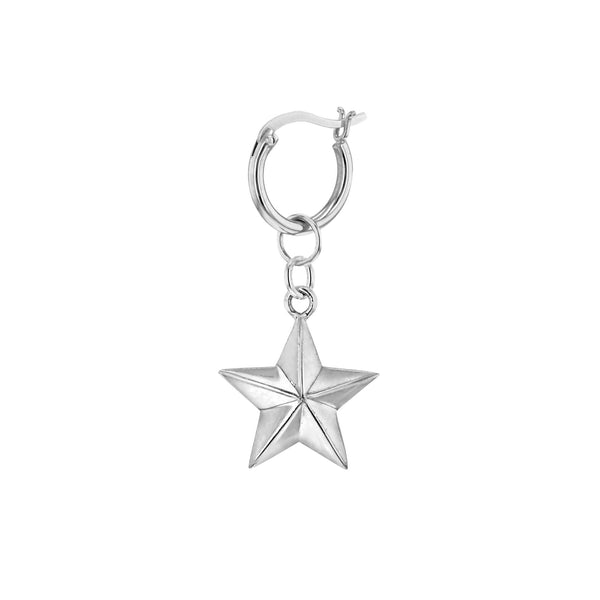 Star Hoop Earring in Silver