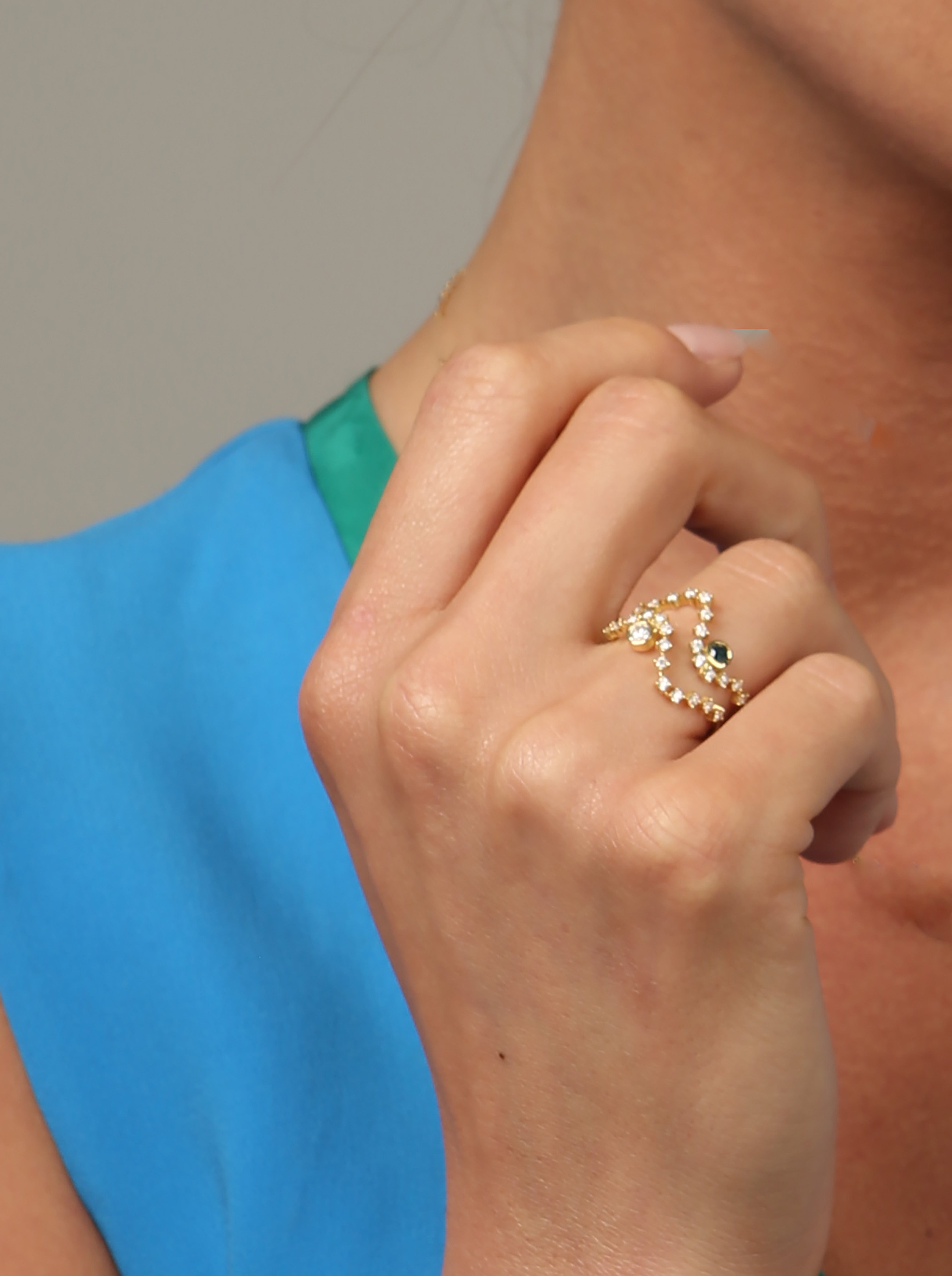 18ct Gold Sonia Wave Diamond Ring