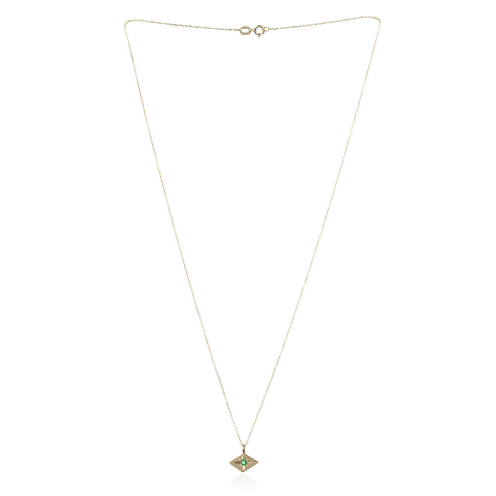 9ct Gold Star Necklace with Emerald