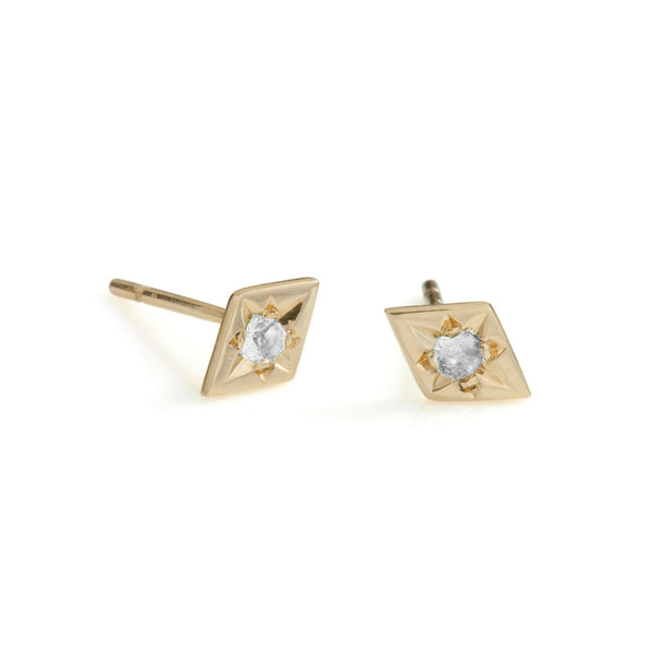 9ct Gold Diamond Star Stud Earrings