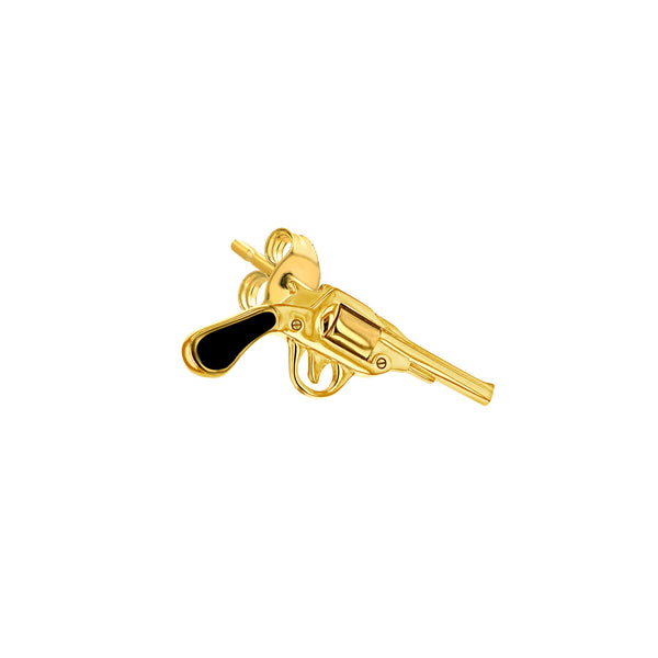 Pistol Stud Earring in Black and Gold