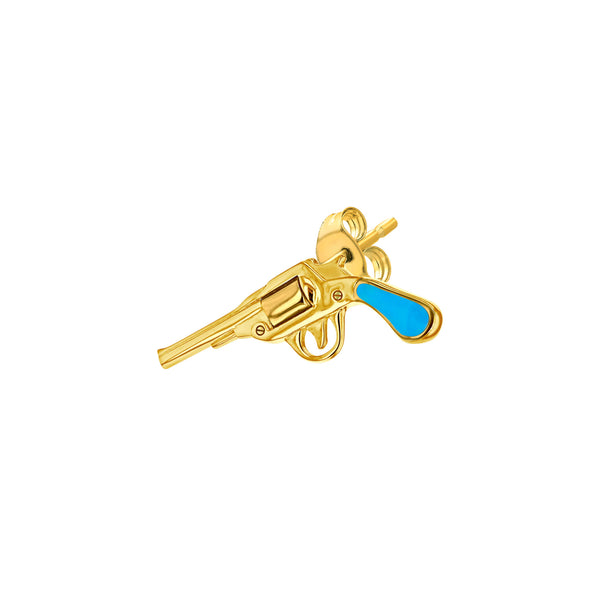 Pistol Stud Earring in Turquoise and Gold