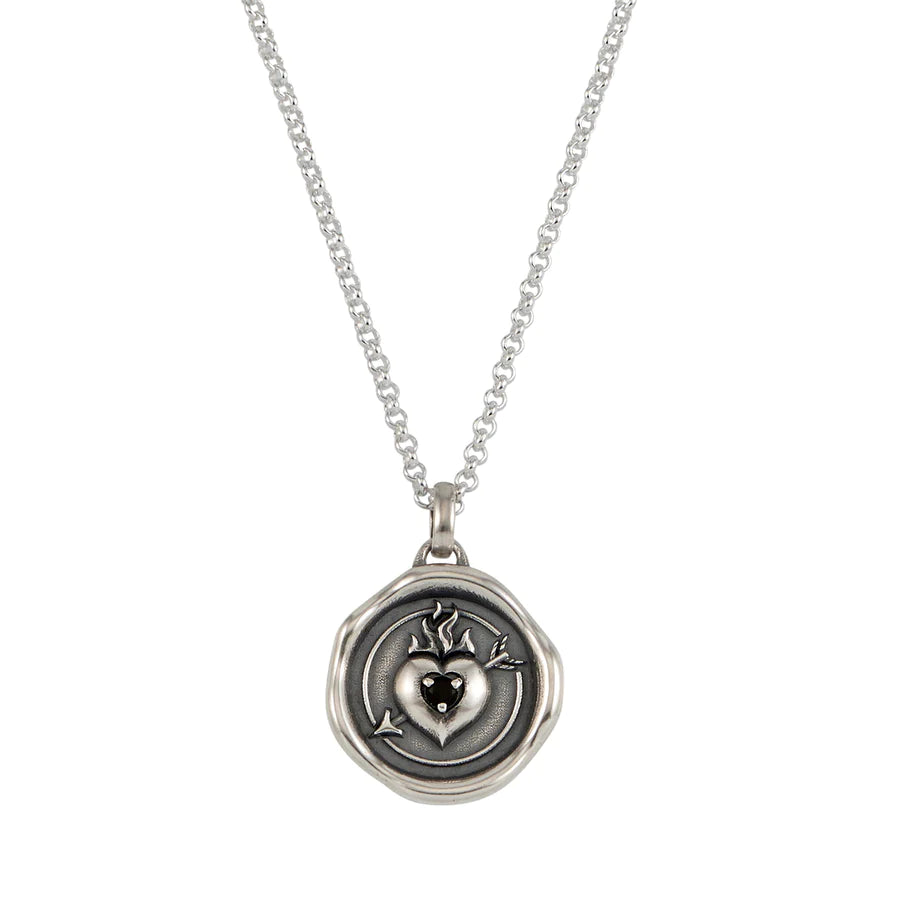 Men's Dark Flaming Heart Talisman Necklace