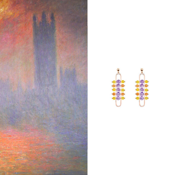 The Impressionists Dangle Earrings with Amethyst