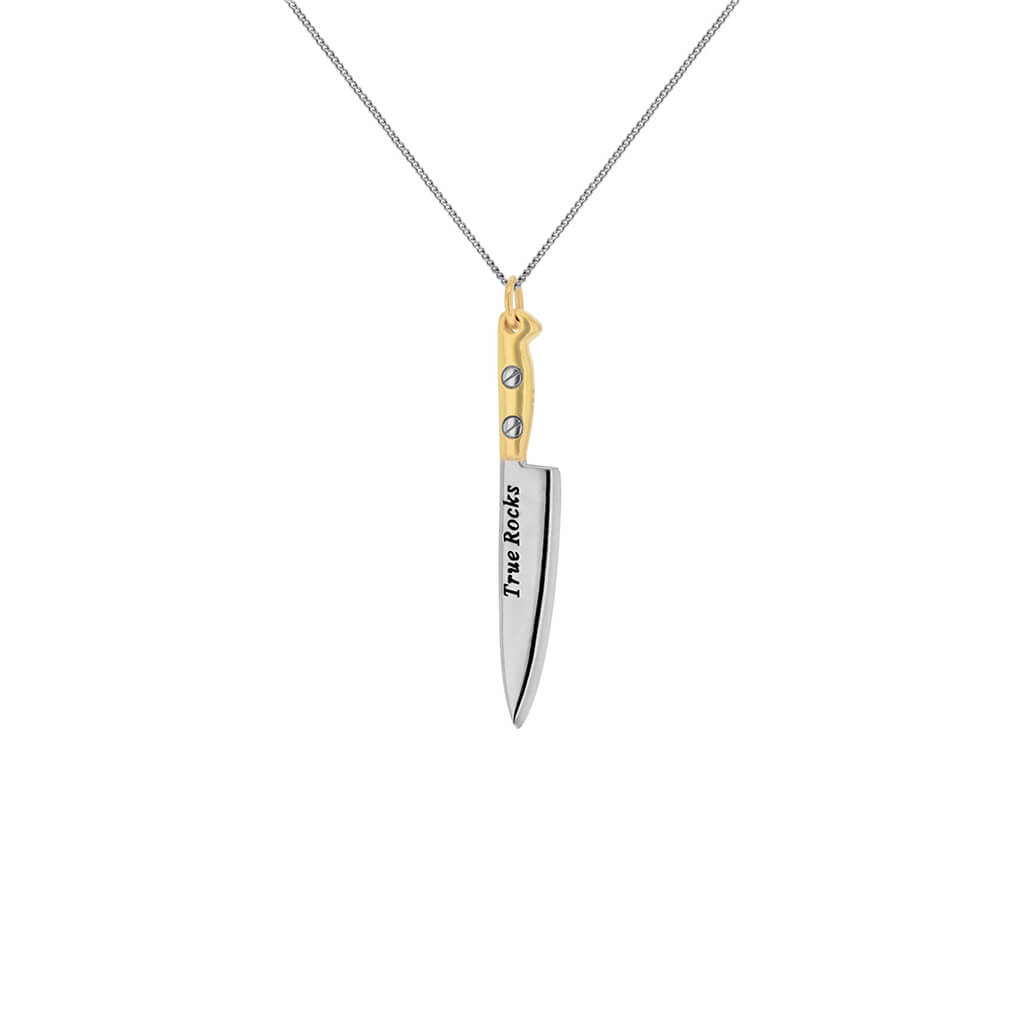 2 Tone Silver and Gold Mini Knife Pendant