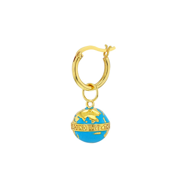 Globe Hoop Earring in Turquoise and Gold