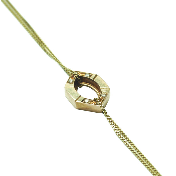 9kt Gold Hexagonal diamond bracelet