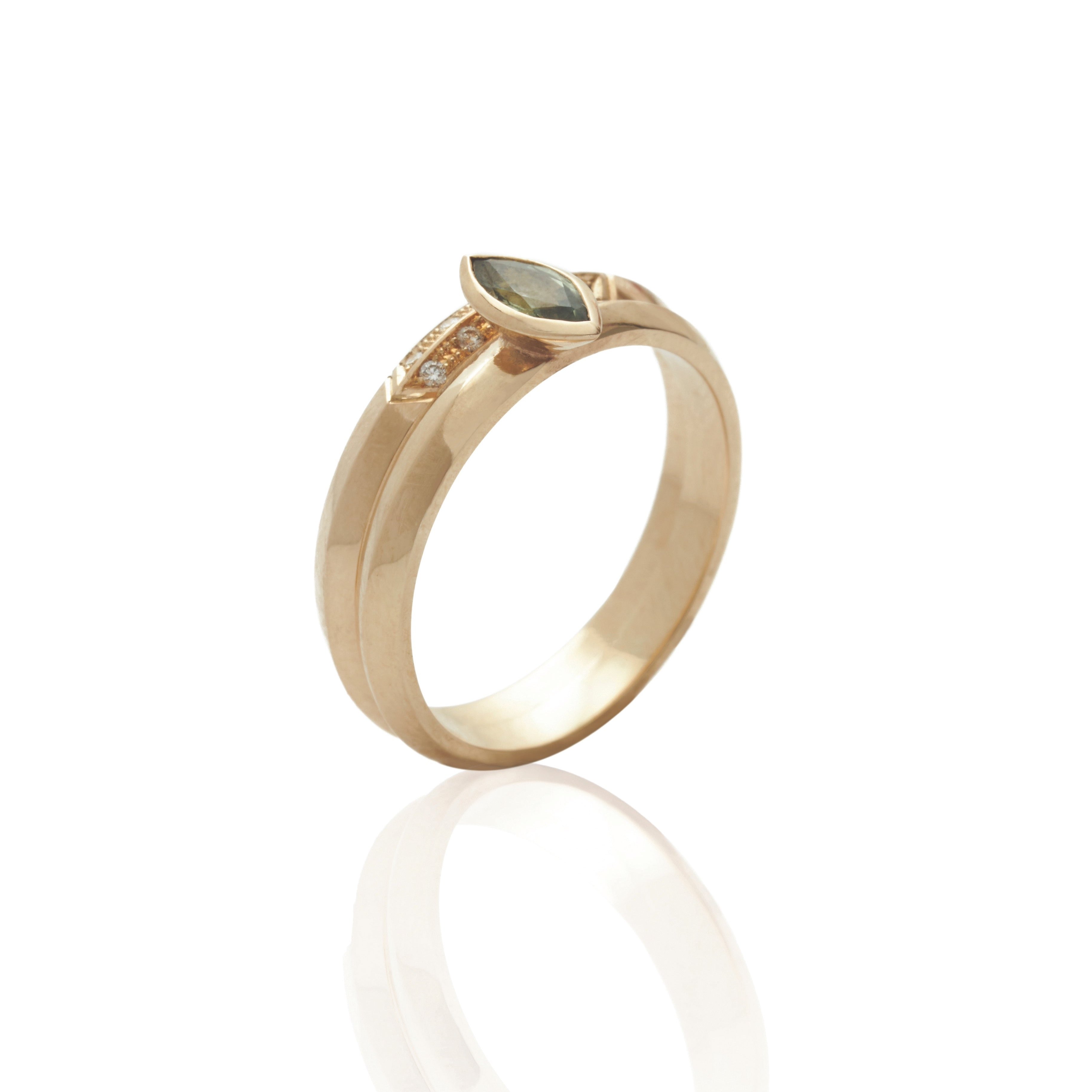 9kt Gold Grace and Always Ring Set with Diamond and Tourmaline