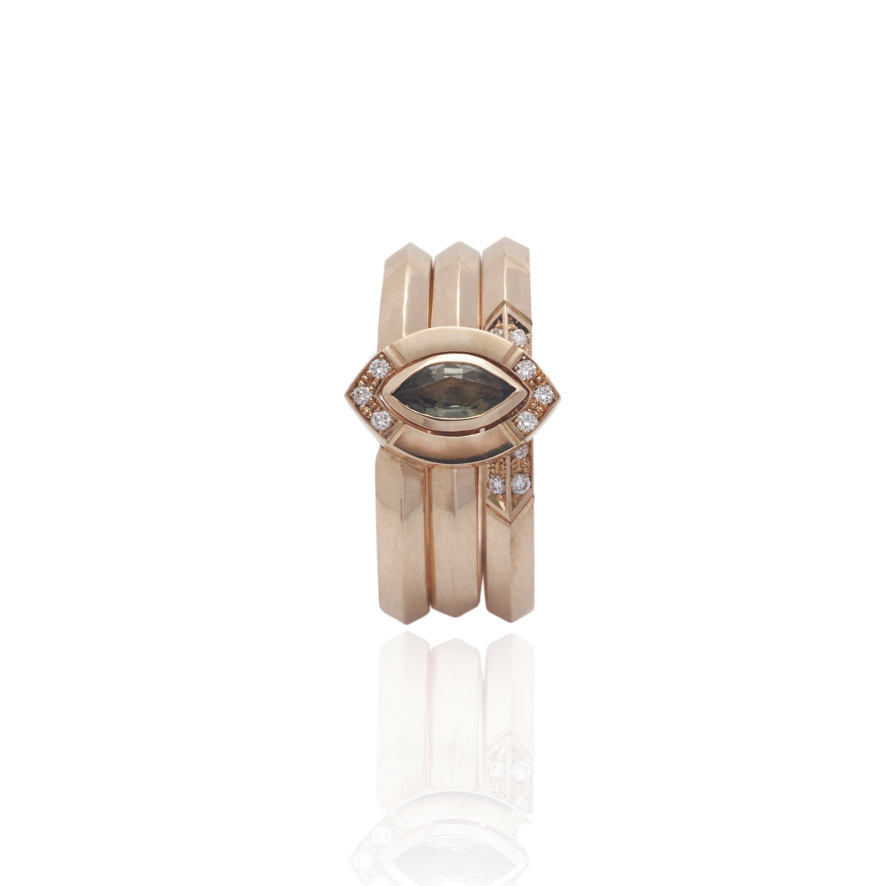 9kt Gold Grace Embrace & Halo Marquise Diamond Ring set
