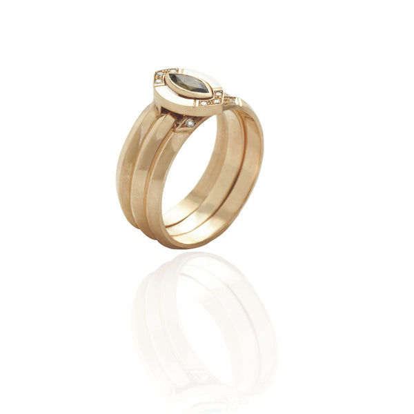 9kt Gold Grace Embrace & Halo Marquise Diamond Ring set