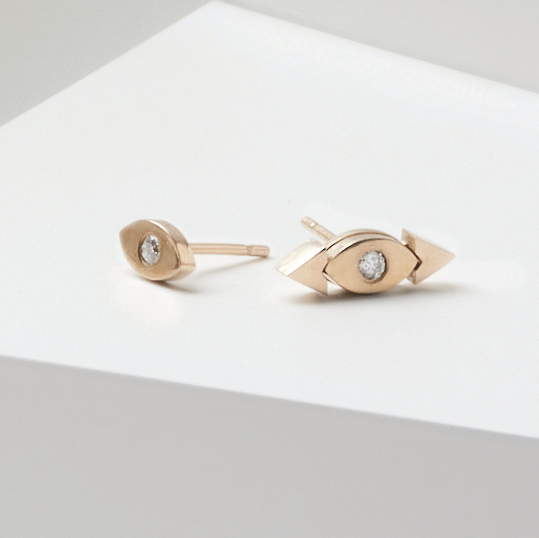 9KT Gold Marquise Diamond Studs