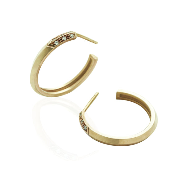 9kt Gold and Diamond Hoops