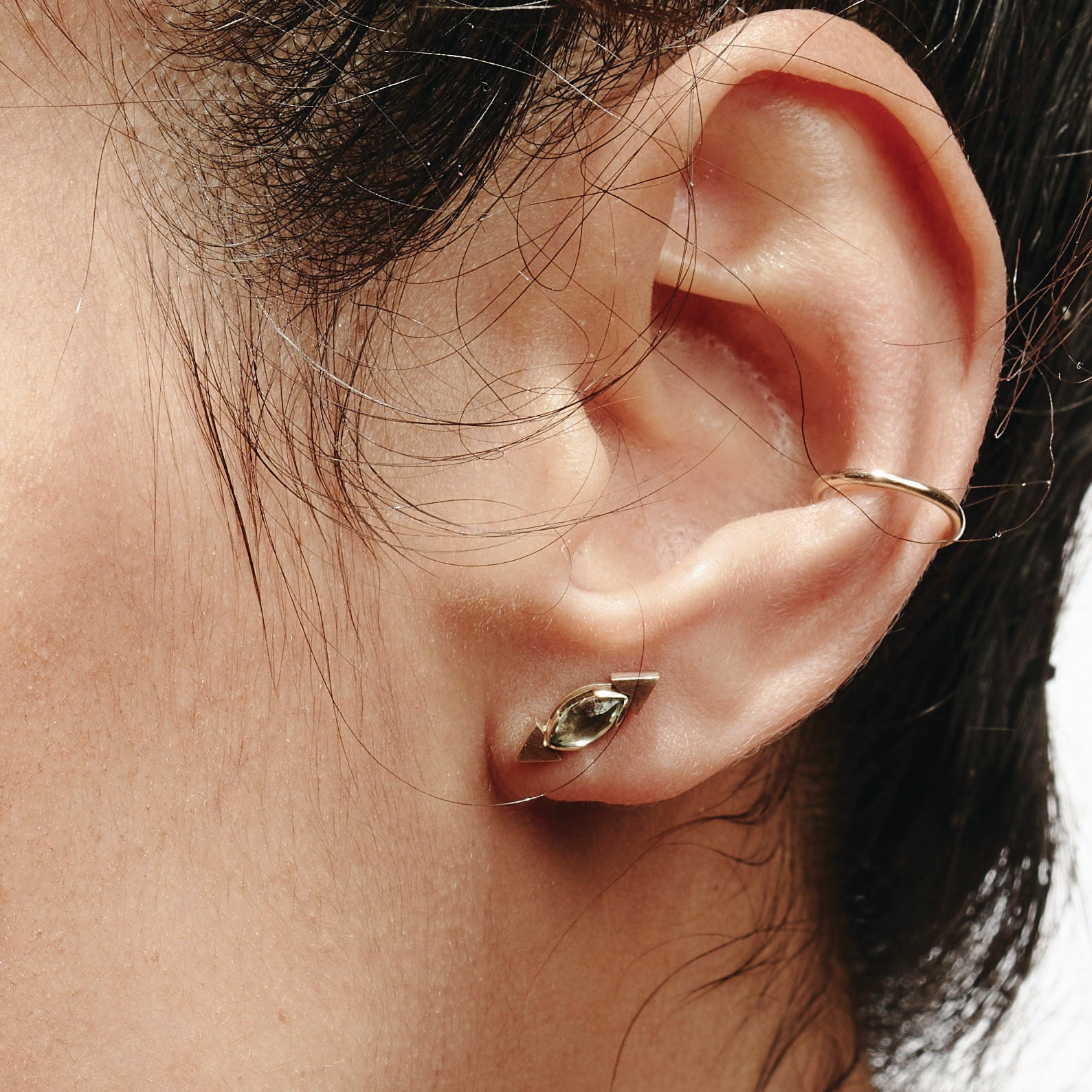 9kt Gold Edges Double Point Earring Set with Tourmaline