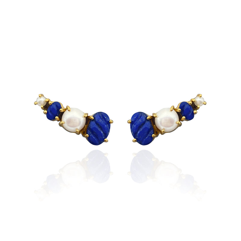 Lapis and Pearl Ear Climbers