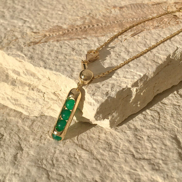 Melody Bar Pendant Necklace in Green Chalcedony