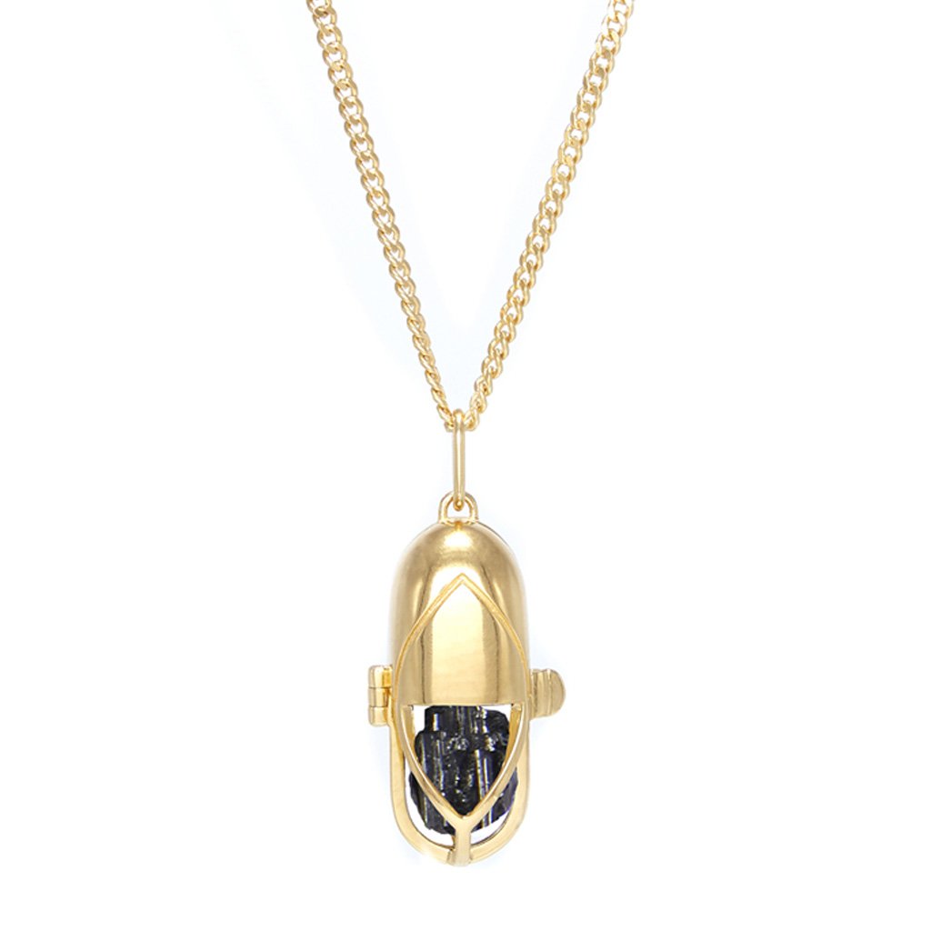 Capsule Crystal Pendant Gold