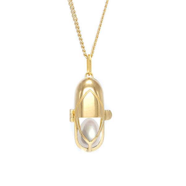 Capsule Pearl Pendant Gold