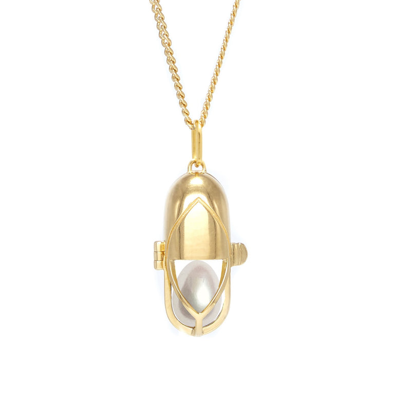 Capsule Pearl Pendant Gold