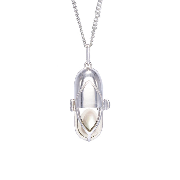 Capsule Pearl Pendant Silver
