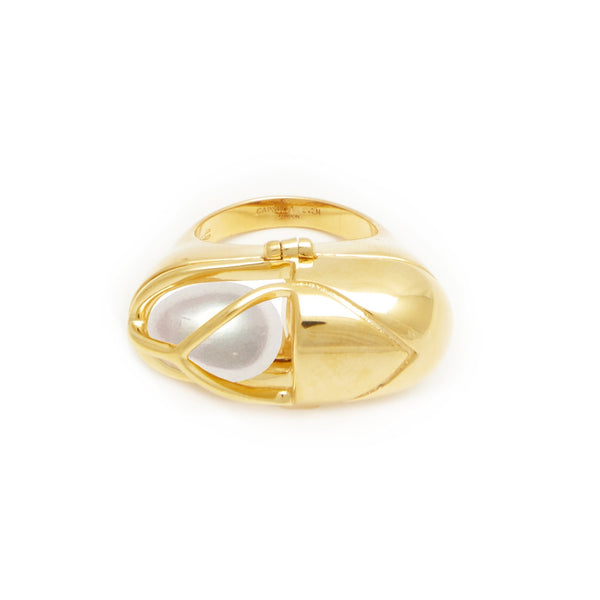 Capsule Pearl Ring Gold