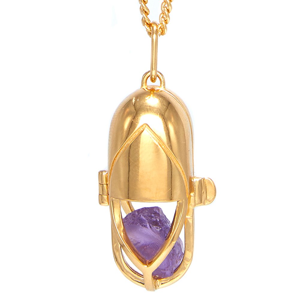 Capsule Crystal Pendant Gold