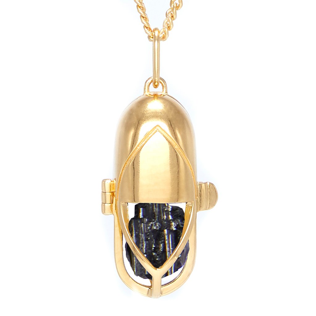 Capsule Crystal Pendant Gold