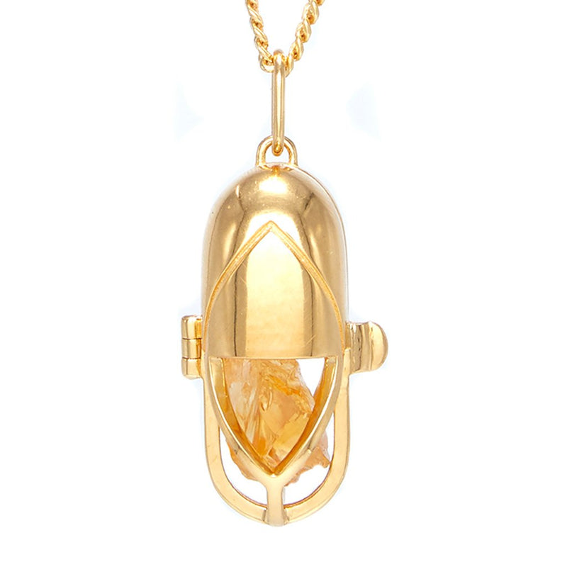 Capsule Crystal Pendant Gold