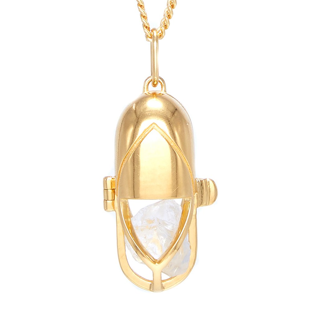 Capsule Crystal Pendant Gold