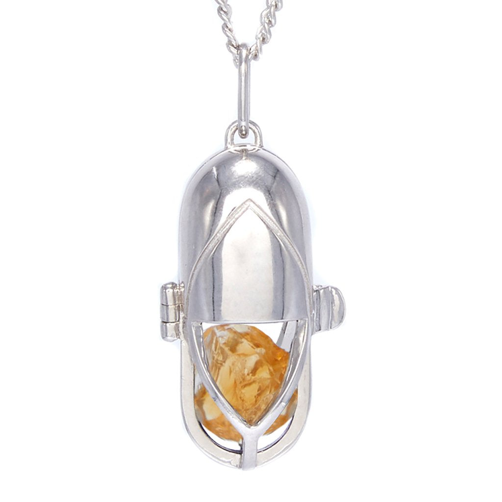 Capsule Crystal Pendant Silver