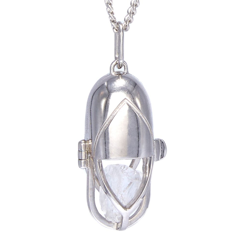 Capsule Crystal Pendant Silver