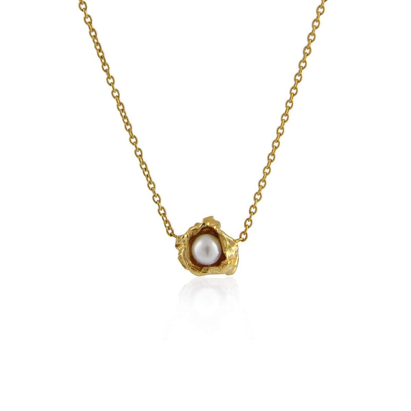 White Pearl Crush gold necklace