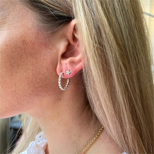 Earrings - Alhambra Piccolo Twisted Sterling Silver Hoop Earrings