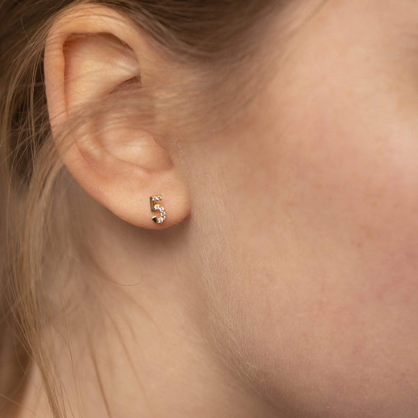 Numerology Earring 5 - Diamonds - Single