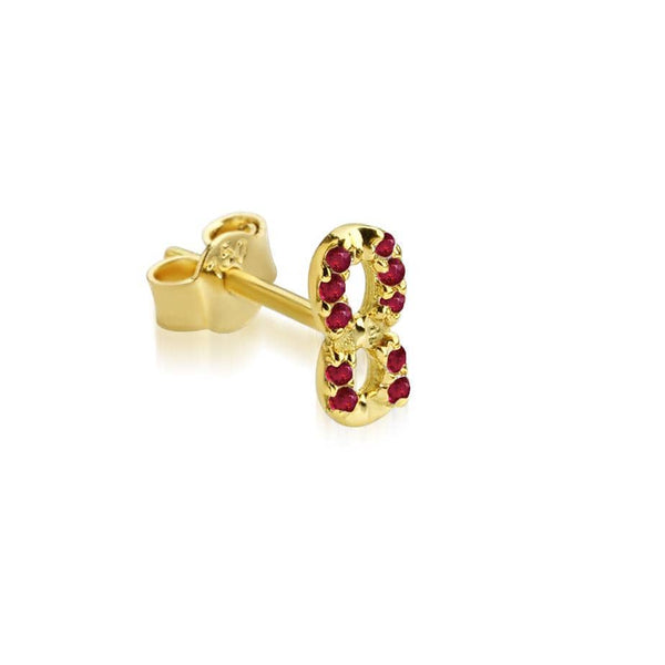 Numerology Earring 8 - Ruby -Single