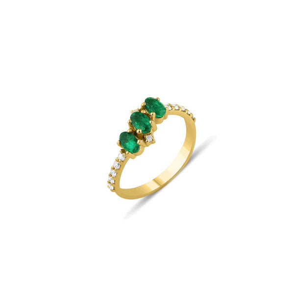 18ct Gold Seraphina Trio Emerald Ring