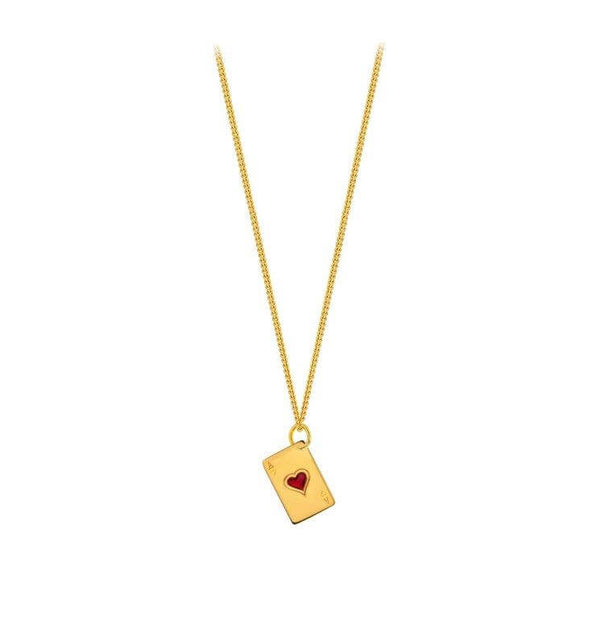 Red Enamel & Gold Plated Ace of Hearts – Mini Pendant