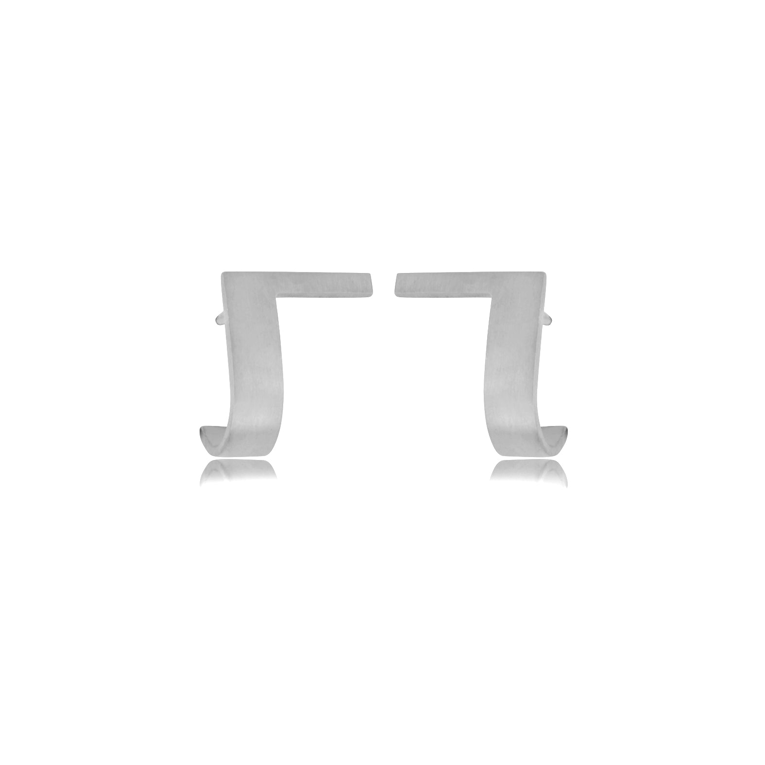 Unfinishing Line Silver Curve Earrings/Big