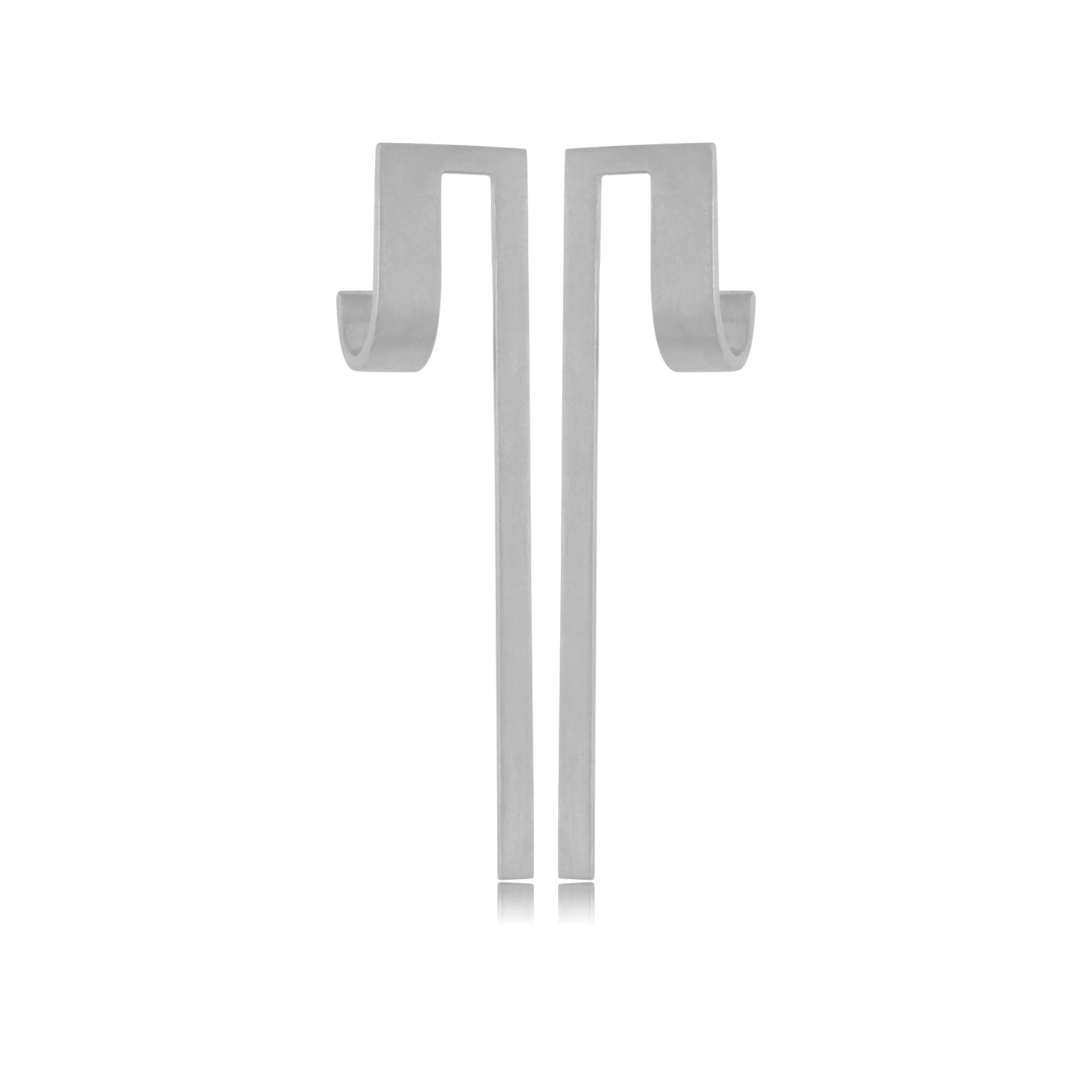 Unfinishing Line Silver Minimal Line Curve Extension Earrings