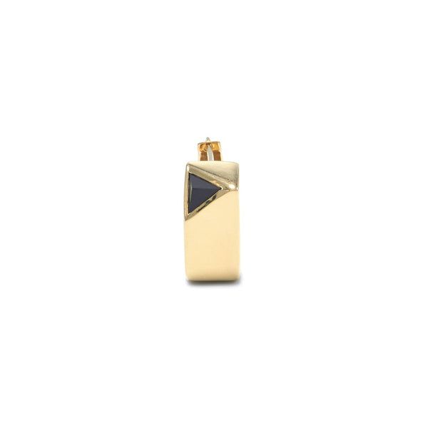 Jewel Beneath Signet Earrings Black Onyx and Gold Vermeil Single
