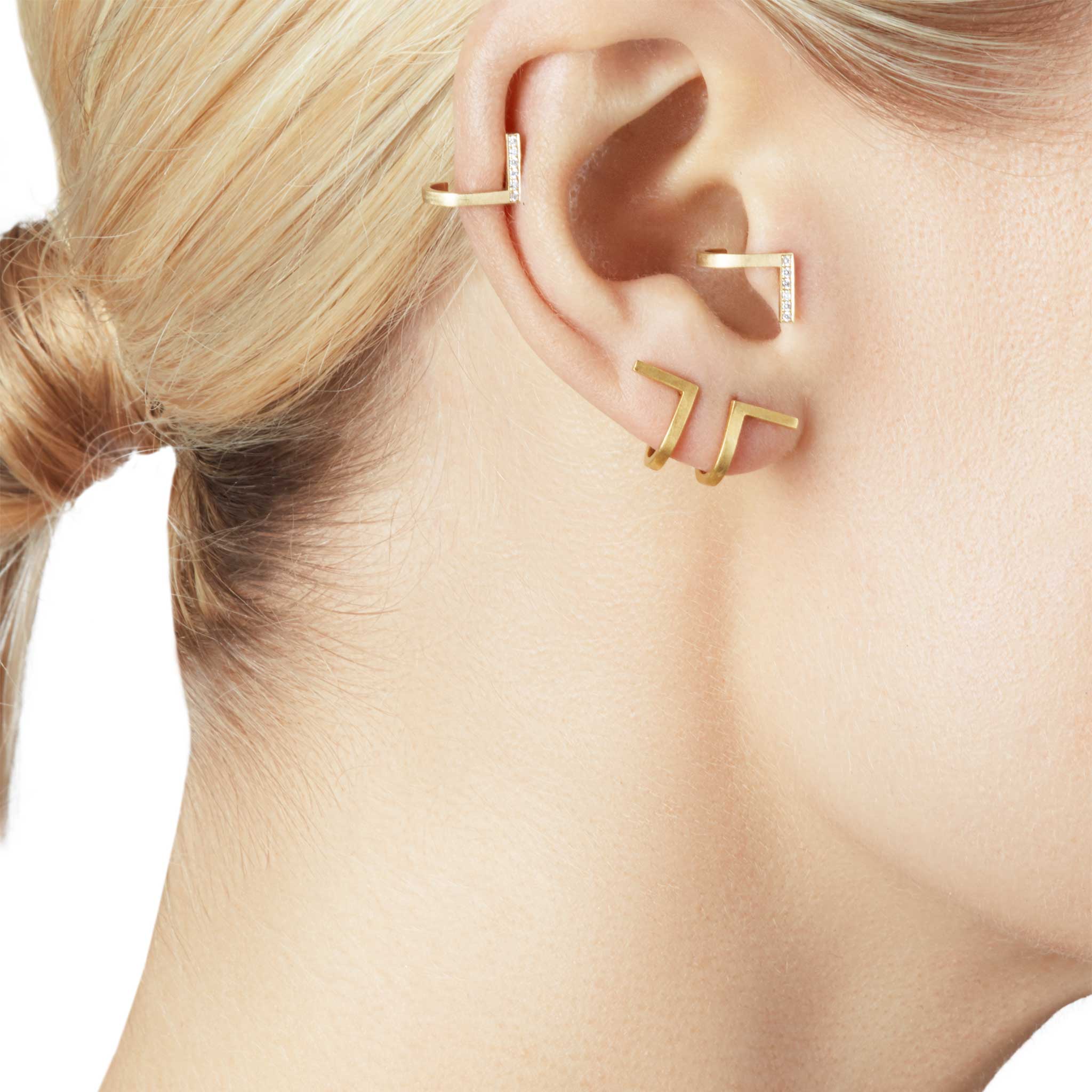 Unfinishing Line Curve Silver Earrings/Small
