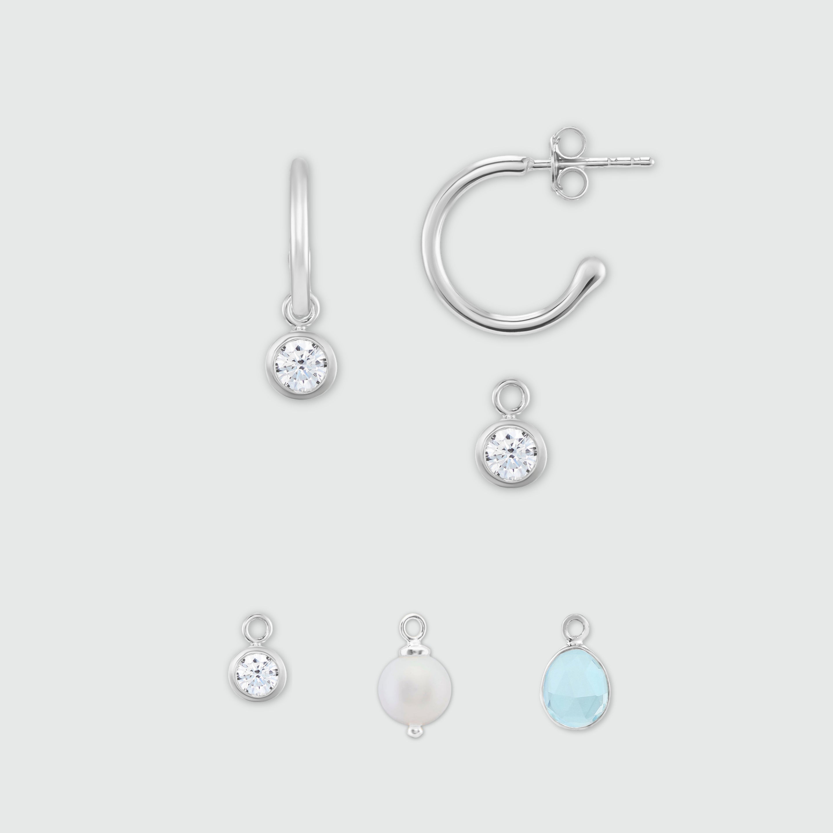 Manhattan Silver Hoop Earrings with Interchangeable Drops