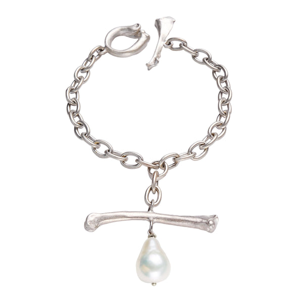 Nassau Bracelet Silver Magpie Bone Pearl