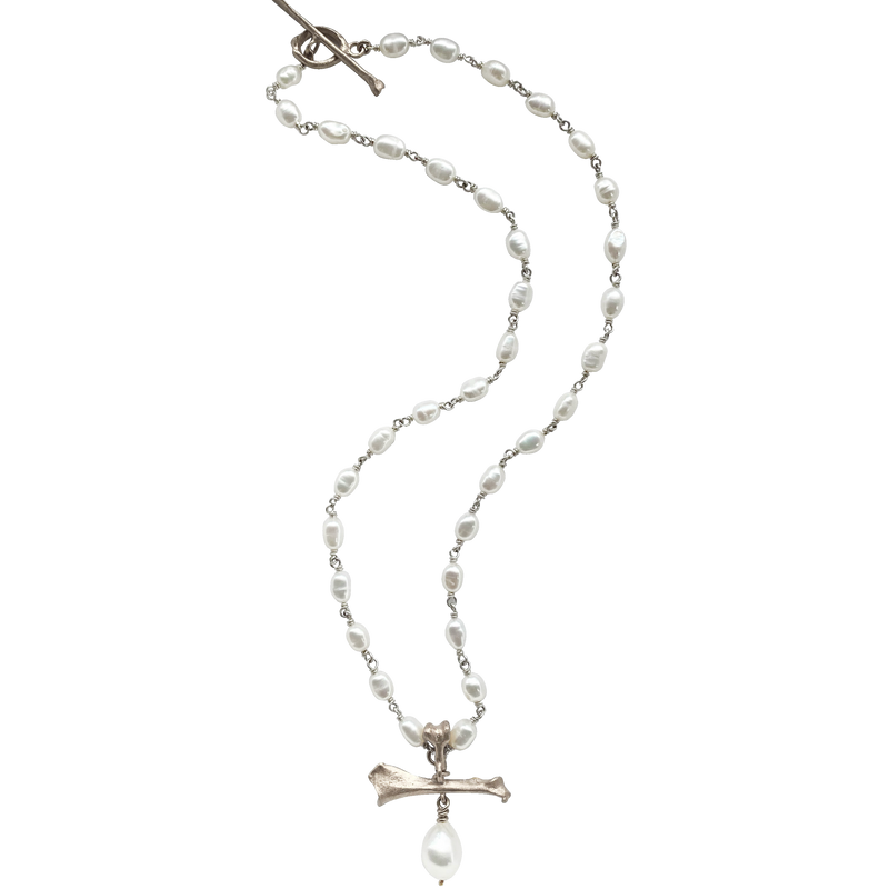 Caspian Silver Pearl 18" Necklace