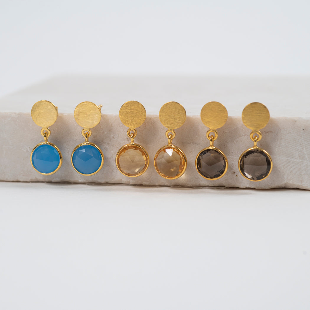Salina Gold Vermeil & Citrine Disc Earrings-Auree Jewellery