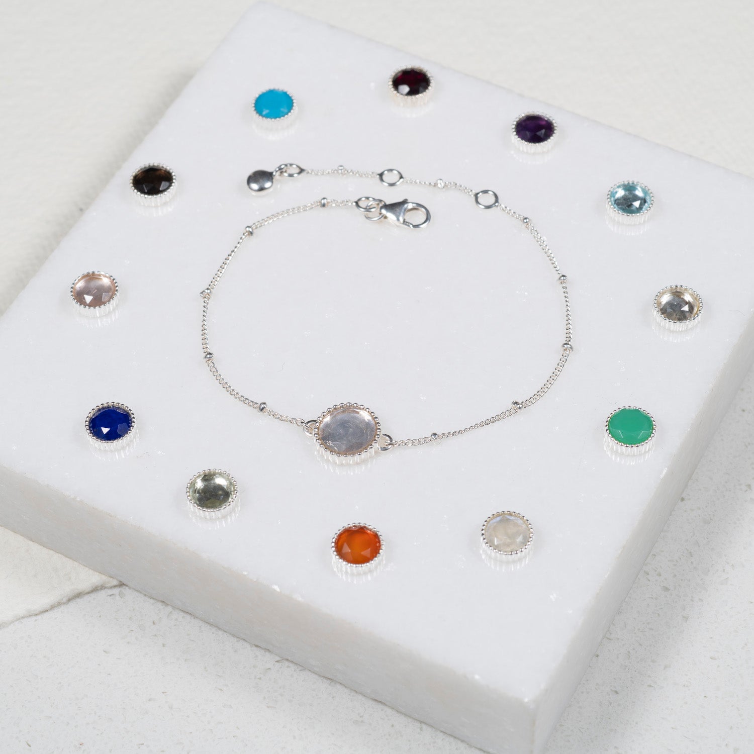 Barcelona Birthstone Silver Bracelet-Auree Jewellery