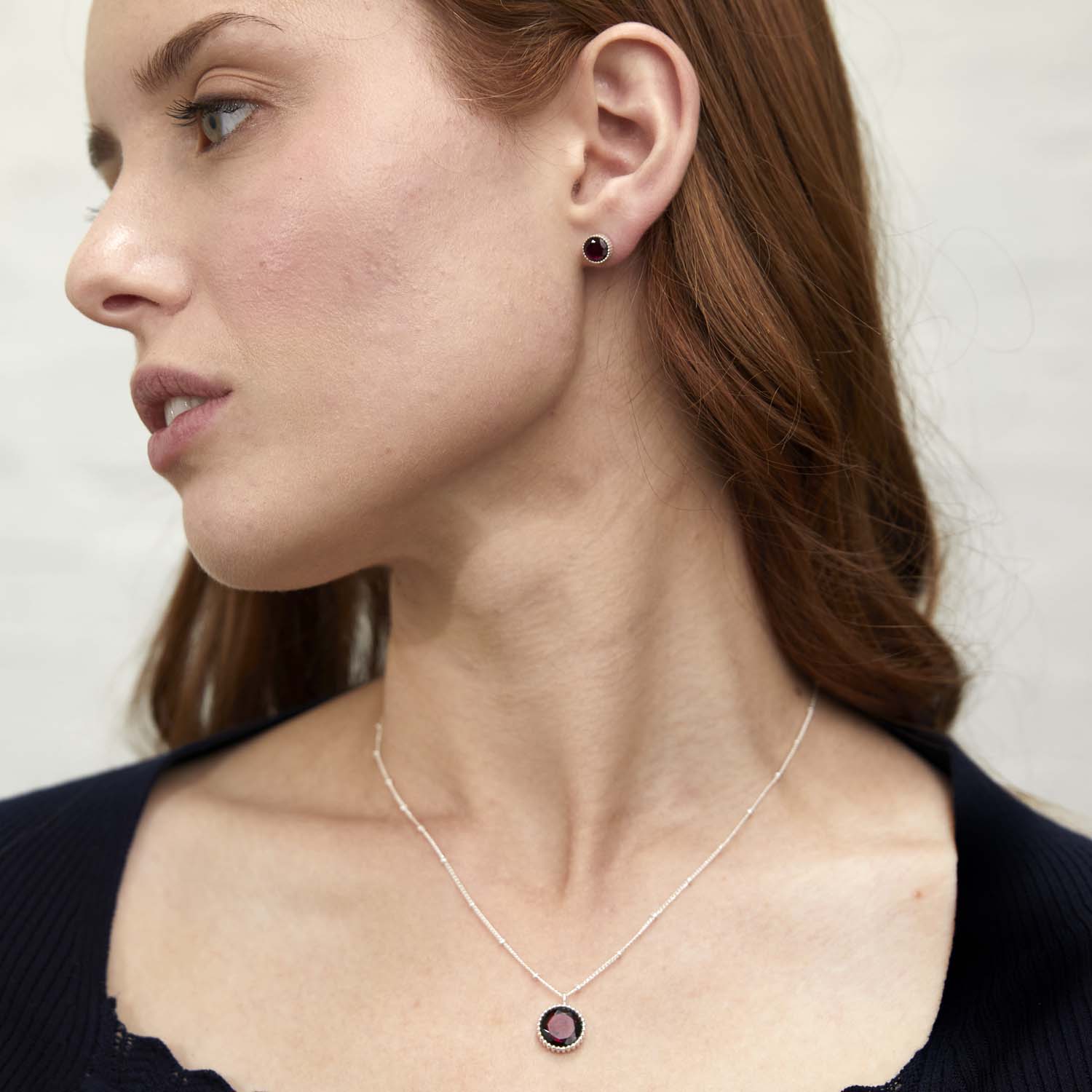 Barcelona Sterling Silver Birthstone Stud Earrings-Auree Jewellery