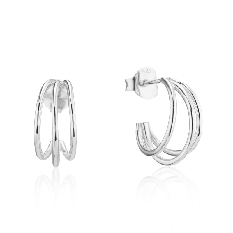 Cordoba Triple Sterling Silver Hoop Earrings