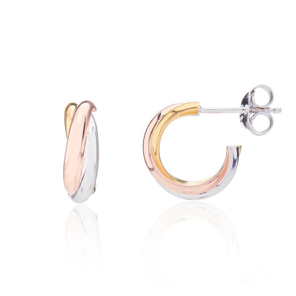 Knightsbridge Mini Three Colour Gold Vermeil Triple Hoop Earrings